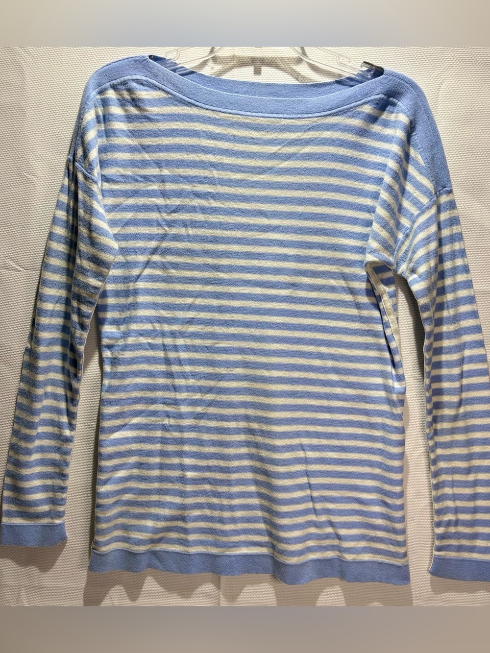 GAP Light Blue & Cream Striped Long-Sleeve Crewneck Top